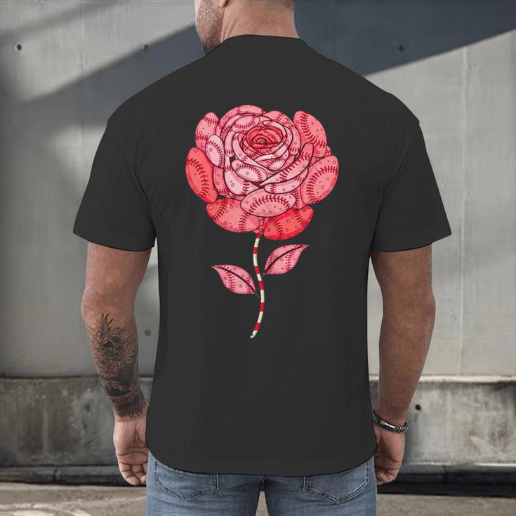Sporty Rose Graphic With Baseball And Rugby Ball Petals Men's Back Print T-Shirt Sporty Rose Graphic With Baseball And Rugby Ball Petals Men's Back Print T-Shirt