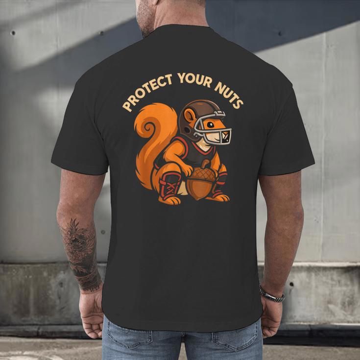 Squirell Baseball Catcher Player Joke Tee Protect Your Nuts Men's Back Print T-Shirt Squirell Baseball Catcher Player Joke Tee Protect Your Nuts Men's Back Print T-Shirt
