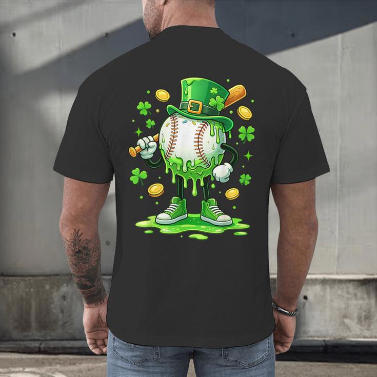 St Patrick Day Baseball Drip Ice Cream Baseball Men's Back Print T-Shirt St Patrick Day Baseball Drip Ice Cream Baseball Men's Back Print T-Shirt