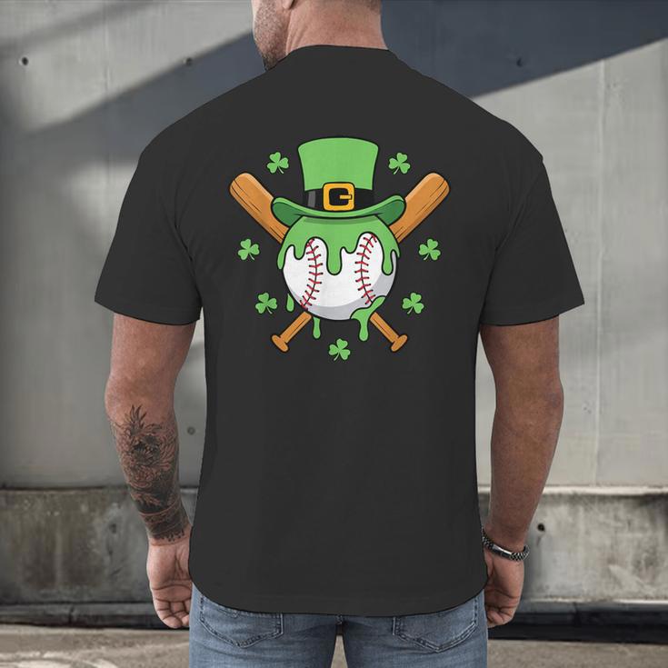 St Patricks Day Baseball Drip Ice Cream Baseball Home Plate Men's Back Print T-Shirt