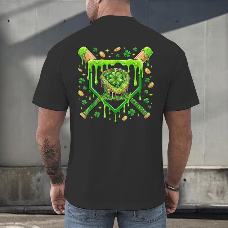 St Patricks Day Baseball Ice Cream Shamrock Baseball Player Men's Back Print T-Shirt St Patricks Day Baseball Ice Cream Shamrock Baseball Player Men's Back Print T-Shirt