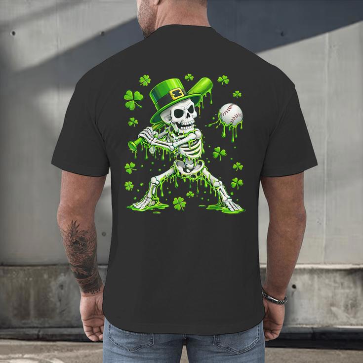 St Patricks Day Baseball Skeleton Irish Leprechaun Hat Boys Men's Back Print T-Shirt St Patricks Day Baseball Skeleton Irish Leprechaun Hat Boys Men's Back Print T-Shirt