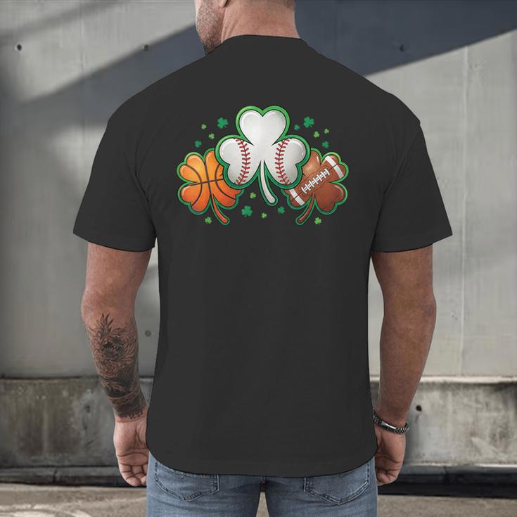 St Patricks Day Shamrock Sports Baseball Basketball Football Men's Back Print T-Shirt