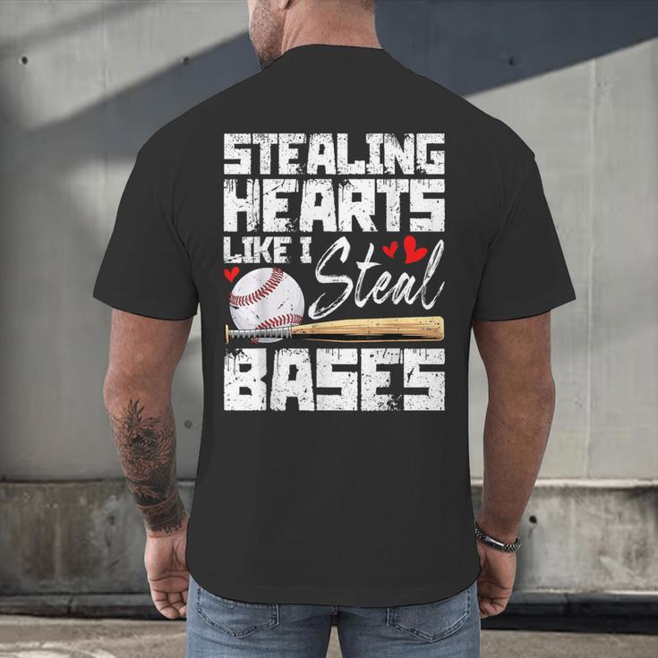 Stealing Hearts Like I Steal Bases Baseball Valentines Men's Back Print T-Shirt Stealing Hearts Like I Steal Bases Baseball Valentines Men's Back Print T-Shirt