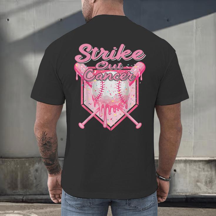 Strike Out Breast Cancer Baseball Drip For Boys Youth Men's Back Print T-Shirt Strike Out Breast Cancer Baseball Drip For Boys Youth Men's Back Print T-Shirt