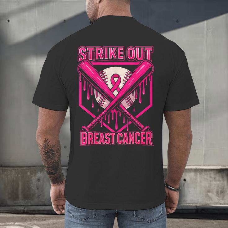 Strike Out Breast Cancer Baseball Ice Cream Drip Men's Back Print T-Shirt Strike Out Breast Cancer Baseball Ice Cream Drip Men's Back Print T-Shirt