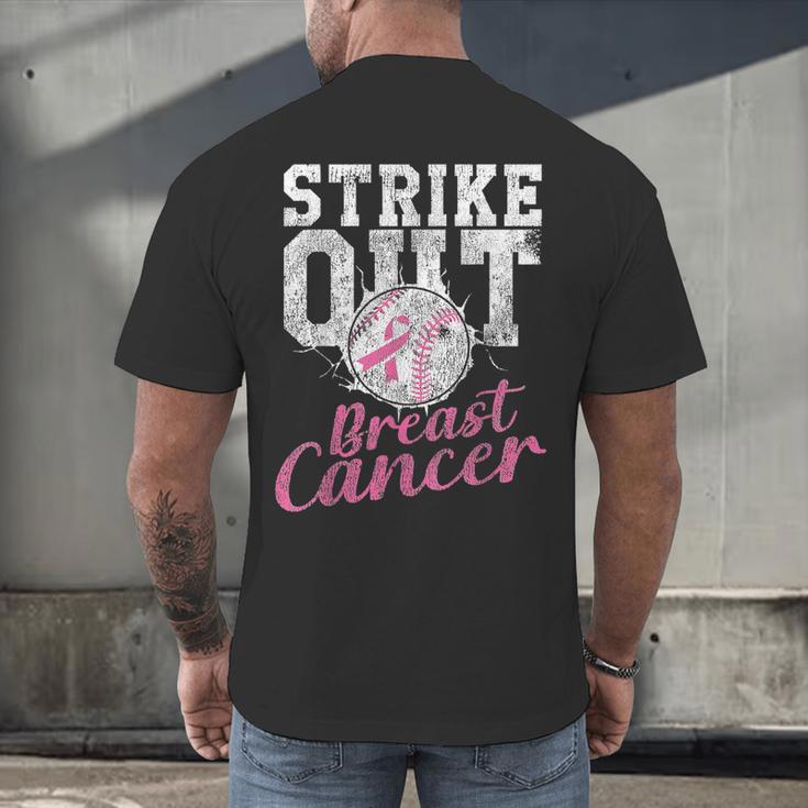 Strike Out Breast Cancer Baseball Warrior Men's Back Print T-Shirt