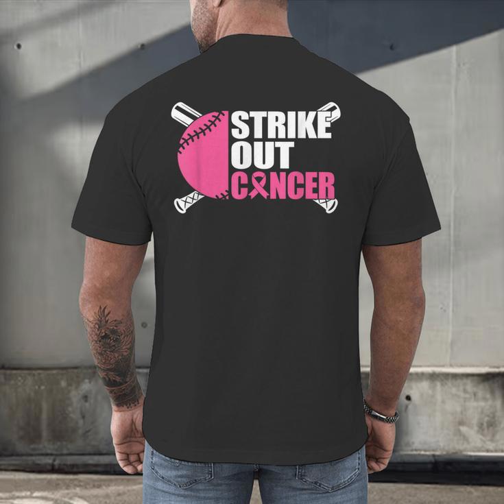 Strike Out Cancer Breast Cancer Awareness Baseball Warrior Men's Back Print T-Shirt Strike Out Cancer Breast Cancer Awareness Baseball Warrior Men's Back Print T-Shirt