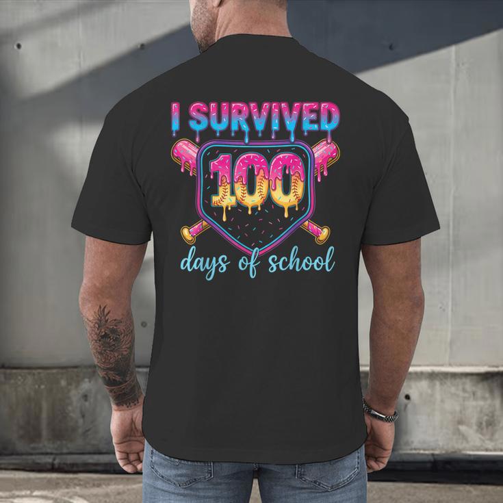 I Survived 100 Days Of School Baseball 100th Day Kids Girls Men's Back Print T-Shirt
