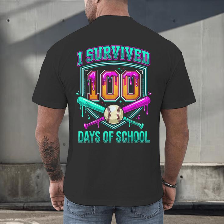 I Survived 100 Days Of School Baseball Drip Men's Back Print T-Shirt