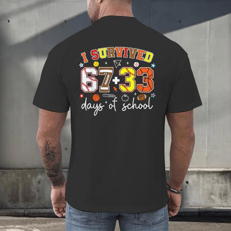 I Survived 6733 Days Baseball Football Basketball 100 Days Men's Back Print T-Shirt I Survived 6733 Days Baseball Football Basketball 100 Days Men's Back Print T-Shirt
