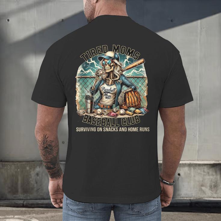 Tired Mom's Baseball Club Surviving On Snacks And Home Runs Men's Back Print T-Shirt Tired Mom's Baseball Club Surviving On Snacks And Home Runs Men's Back Print T-Shirt