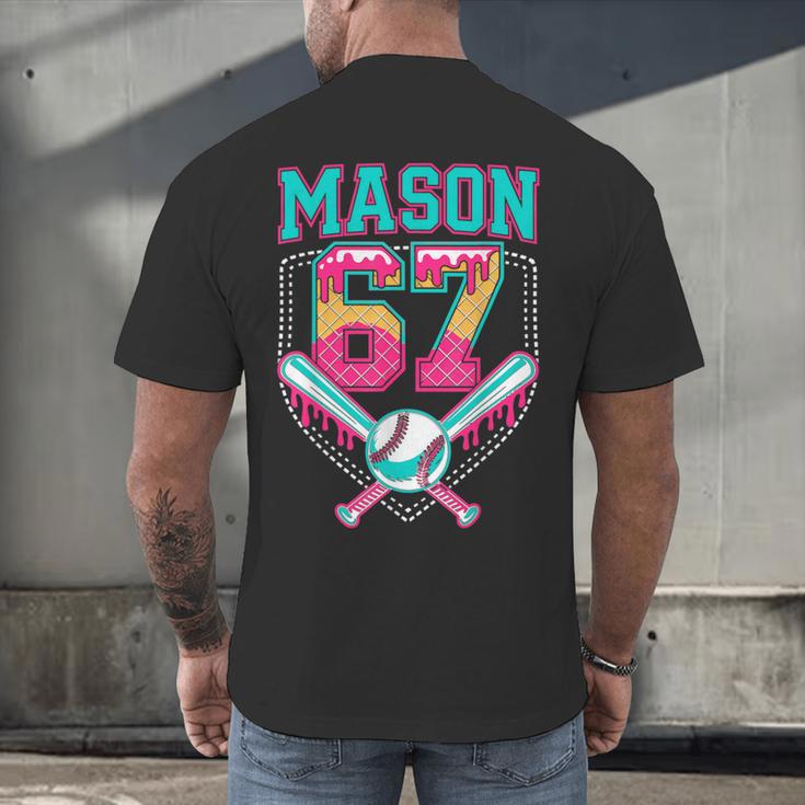 Trendy Mason 67 Mem Ice Cream Drip Baseball Birthday Costume Men's Back Print T-Shirt Trendy Mason 67 Mem Ice Cream Drip Baseball Birthday Costume Men's Back Print T-Shirt