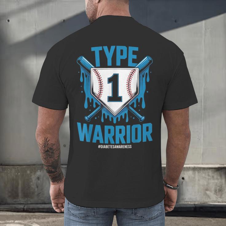 Type 1 Warrior Diabetes Awareness Baseball Enthusiasts Men's Back Print T-Shirt Type 1 Warrior Diabetes Awareness Baseball Enthusiasts Men's Back Print T-Shirt