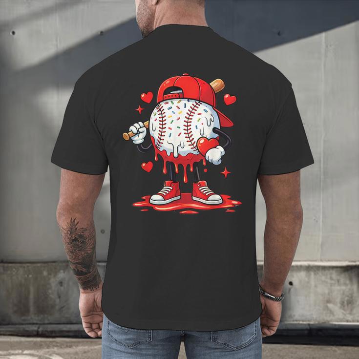 Valentine Baseball Drip Ice Cream Youth Boys Couples Men's Back Print T-Shirt Valentine Baseball Drip Ice Cream Youth Boys Couples Men's Back Print T-Shirt