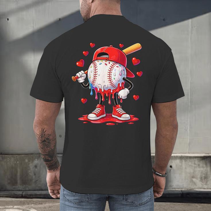 Valentine Baseball Heart Drip Sport Love Valentines Day Boys Men's Back Print T-Shirt Valentine Baseball Heart Drip Sport Love Valentines Day Boys Men's Back Print T-Shirt