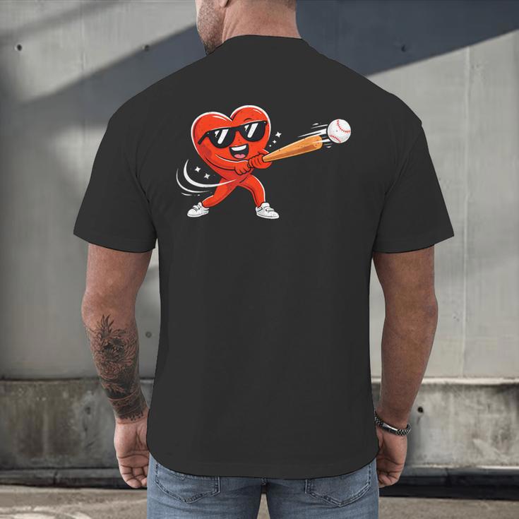 Valentine Baseball Heart Sport Valentines Day Men Boys Kids Men's Back Print T-Shirt