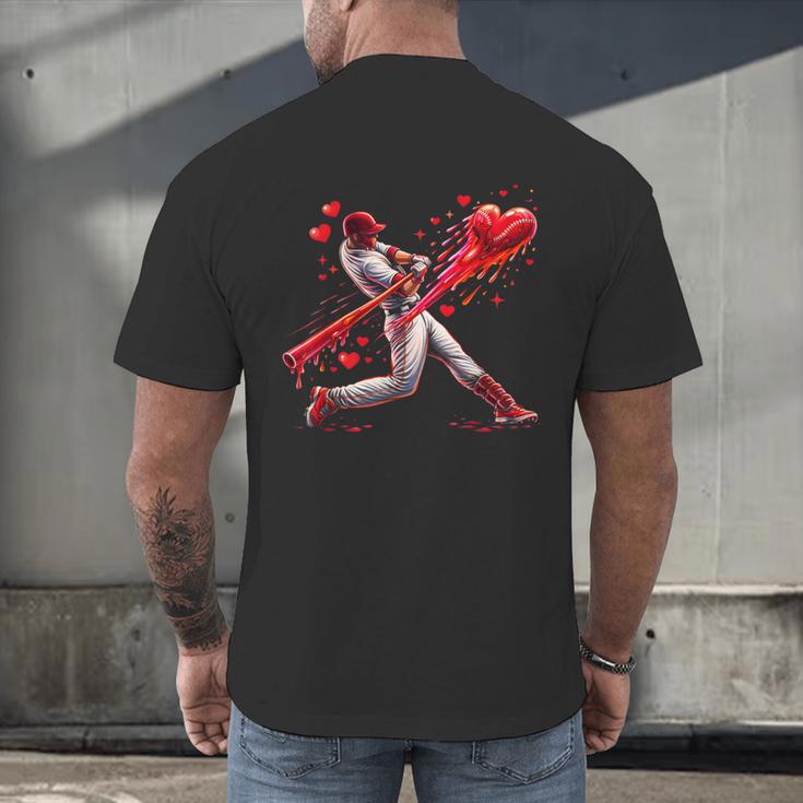 Valentine Baseball Player Drip Men's Back Print T-Shirt