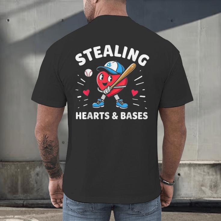 Valentines Day Baseball Stealing Hearts Bases Boys Kids Men Men's Back Print T-Shirt Valentines Day Baseball Stealing Hearts Bases Boys Kids Men Men's Back Print T-Shirt