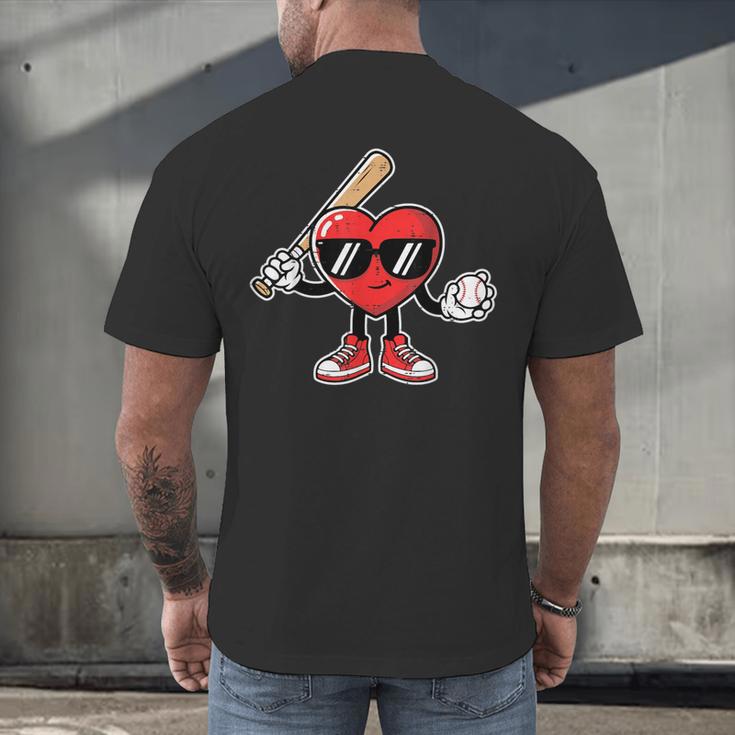 Valentines Day Heart Baseball Player Sports Boys Kids Men Men's Back Print T-Shirt