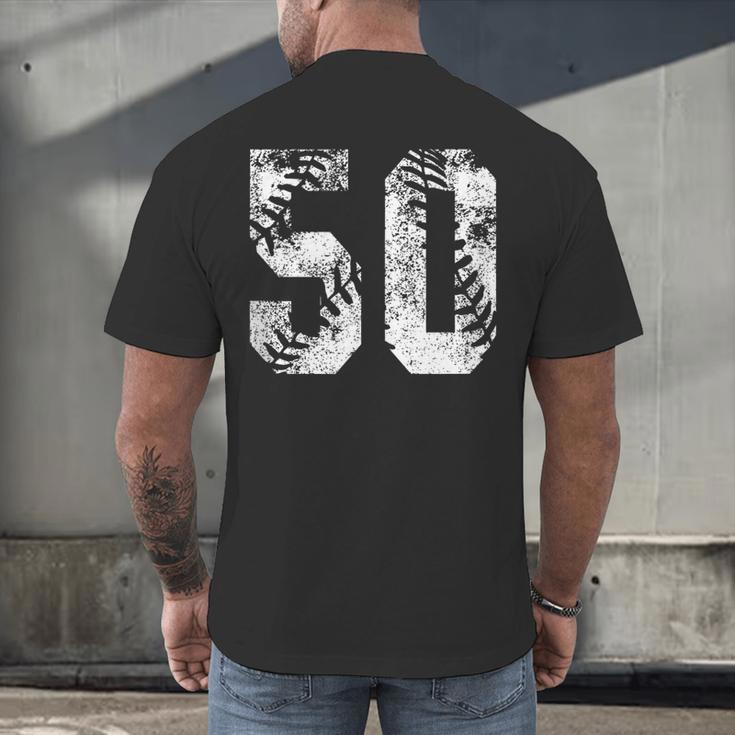 Vintage Baseball Number 50 Jersey Player Uniform Men's Back Print T-Shirt