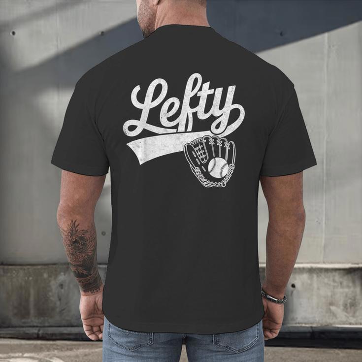 Vintage Baseball Tee Lefty Left Handed Baseball Player Men's Back Print T-Shirt
