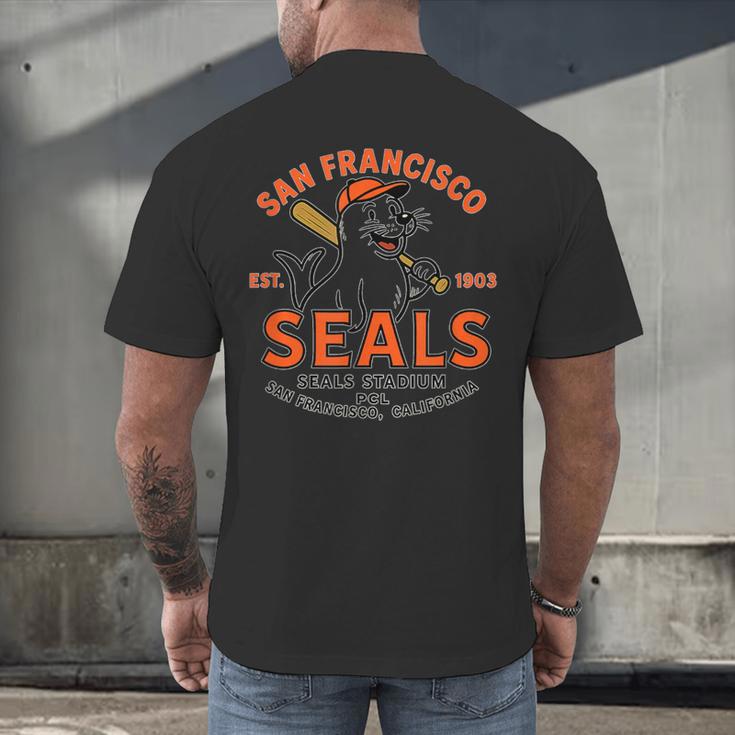 Vintage San Francisco Seals California Baseball Logo Men's Back Print T-Shirt