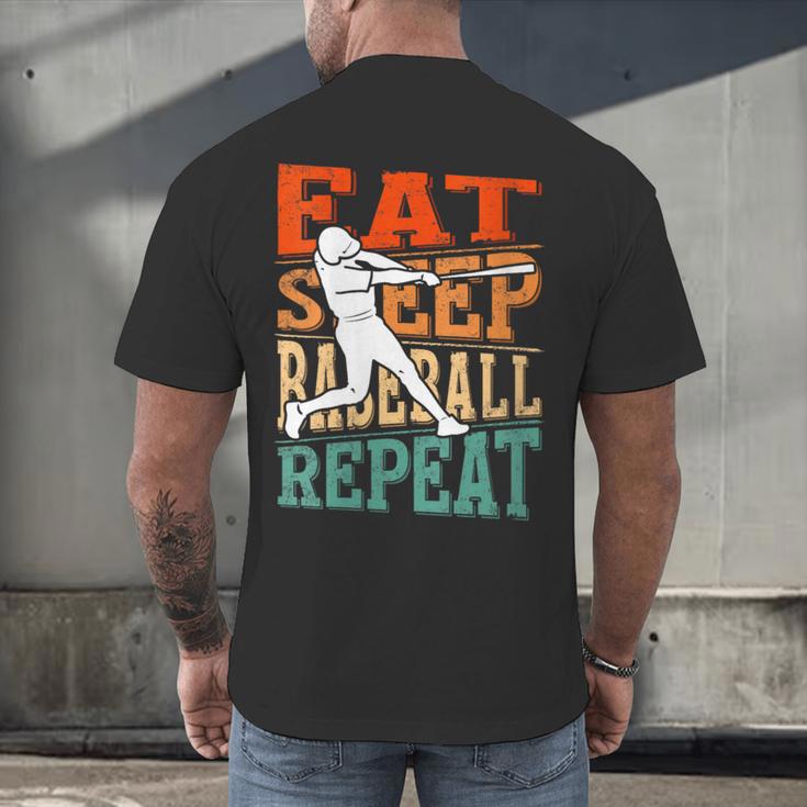 Women's Eat Sleep Baseball Repeat Vintage Player Sport Lover Retro Men's Back Print T-Shirt Women's Eat Sleep Baseball Repeat Vintage Player Sport Lover Retro Men's Back Print T-Shirt