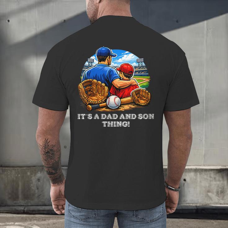 Women's Father Son Baseball Father's Day Men's Back Print T-Shirt