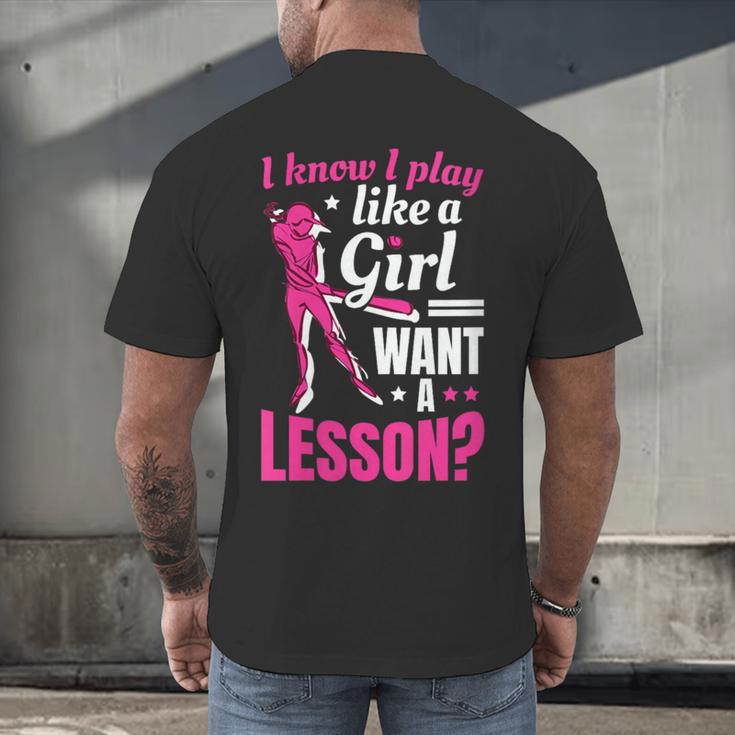 Women's Play Like A Girl Softball Baseball Girls Men's Back Print T-Shirt Women's Play Like A Girl Softball Baseball Girls Men's Back Print T-Shirt