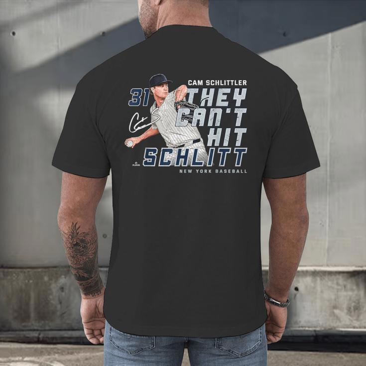 They Can't Hit Schlitt Cam Schlittler New York Baseball MLBP Men's Back Print T-Shirt They Can't Hit Schlitt Cam Schlittler New York Baseball MLBP Men's Back Print T-Shirt