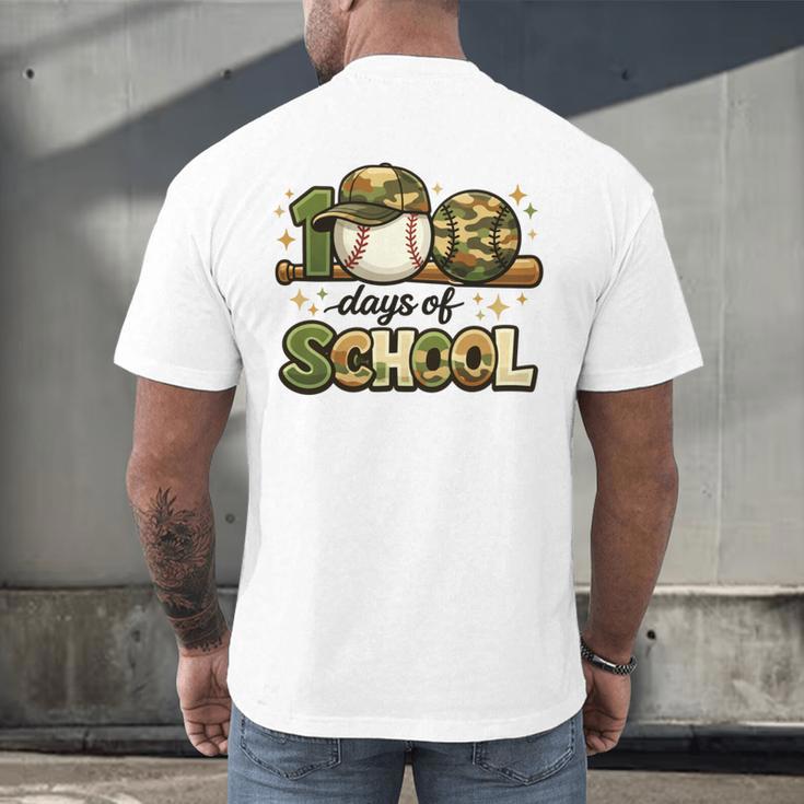 100 Days Of School Baseball Camo School Teacher Boy Men's Back Print T-Shirt