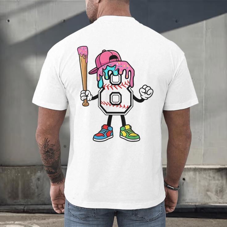 8th Birthday Baseball Ice-Cream Drip 8 Years Old Boys Girls Men's Back Print T-Shirt 8th Birthday Baseball Ice-Cream Drip 8 Years Old Boys Girls Men's Back Print T-Shirt