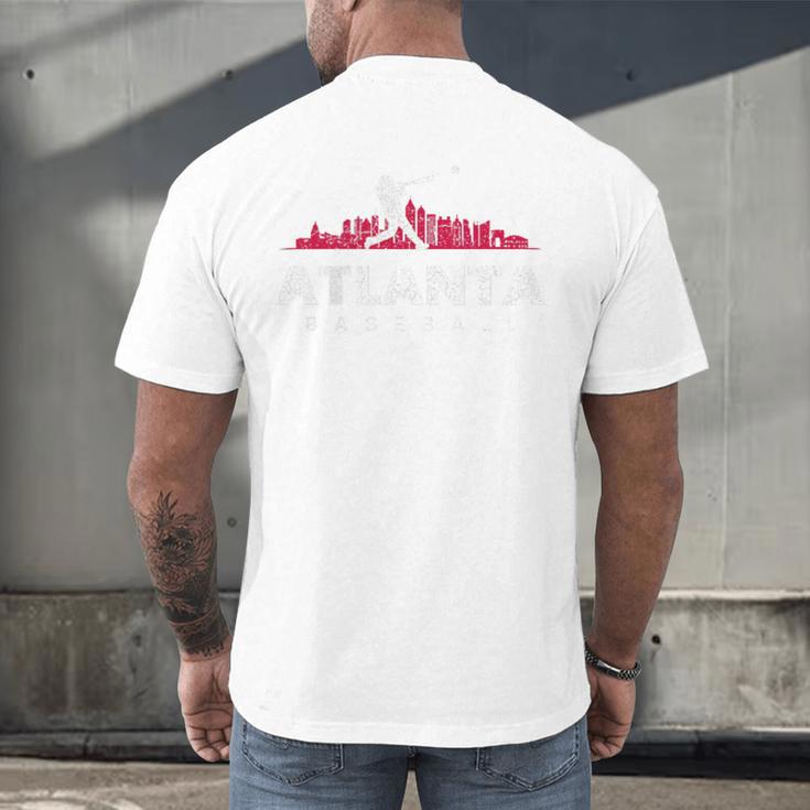 Atlanta Baseball Vintage Player Minimalist Skyline Retro Men's Back Print T-Shirt Atlanta Baseball Vintage Player Minimalist Skyline Retro Men's Back Print T-Shirt