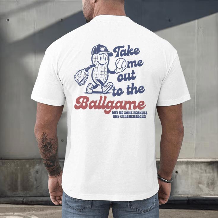 Take Me Out To The Ball Game Retro Peanuts Baseball Sports Men's Back Print T-Shirt Take Me Out To The Ball Game Retro Peanuts Baseball Sports Men's Back Print T-Shirt
