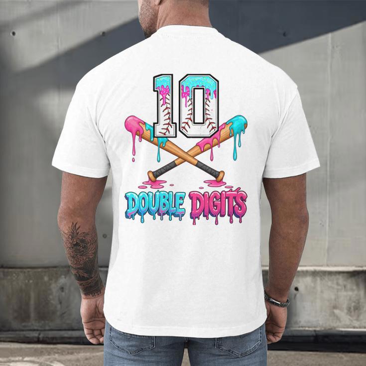 Baseball 10 Year Old Ice Cream Drip 10th Bday Double Digits Men's Back Print T-Shirt Baseball 10 Year Old Ice Cream Drip 10th Bday Double Digits Men's Back Print T-Shirt