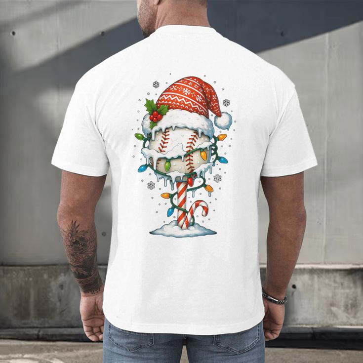 Baseball Christmas Ball Hat Snow Winter Premium Tri-Blend Men's Back Print T-Shirt Baseball Christmas Ball Hat Snow Winter Premium Tri-Blend Men's Back Print T-Shirt