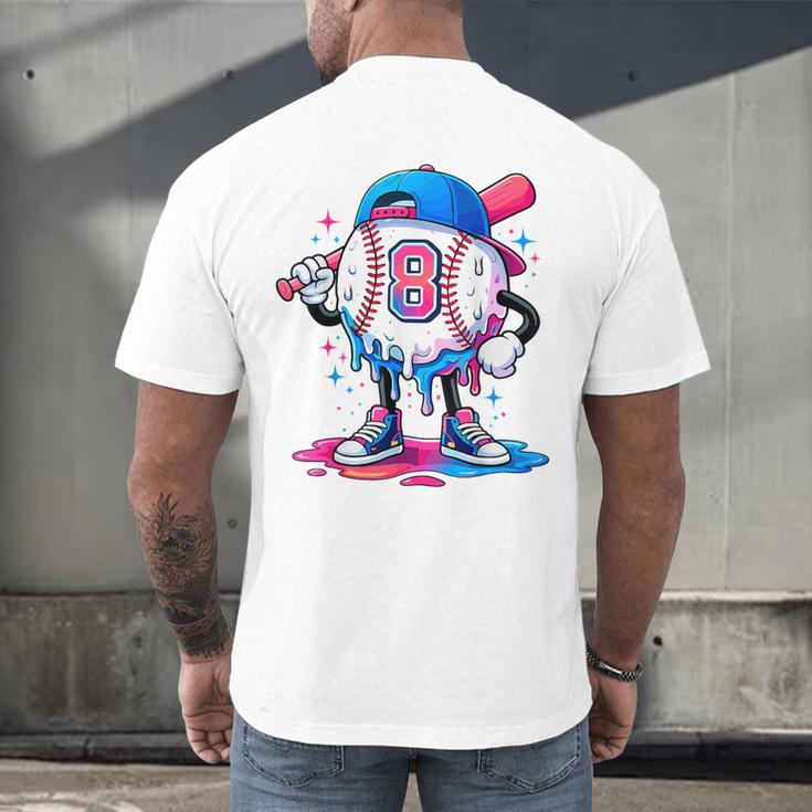 Baseball Drip 8th 8 Year Old Birthday Boys Pitcher Player Men's Back Print T-Shirt Baseball Drip 8th 8 Year Old Birthday Boys Pitcher Player Men's Back Print T-Shirt
