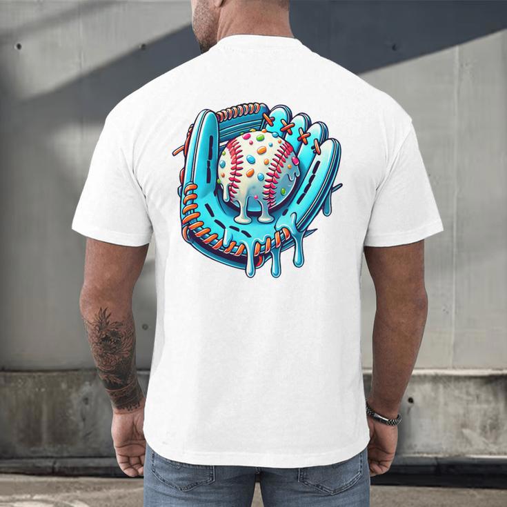 Baseball Drip Ice Cream Sprinkles Baseball Player Premium Tri-Blend Men's Back Print T-Shirt