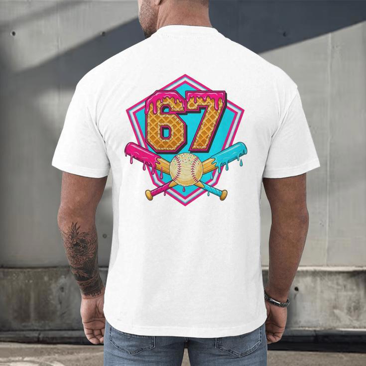 Baseball Drip Jersey Number 67 For Players & 67th Birthday Premium Tri-Blend Men's Back Print T-Shirt