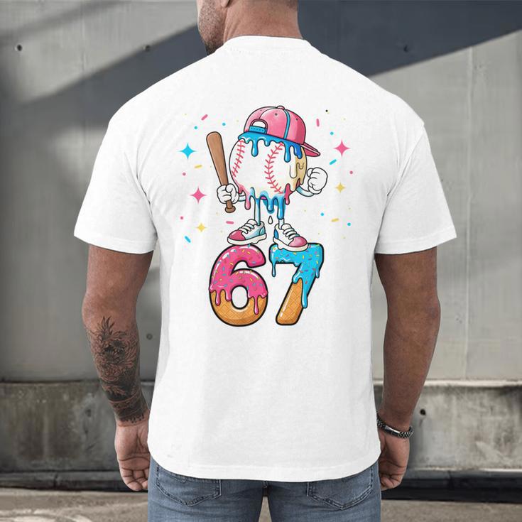 Baseball Drip Number 67 Six Seven Meme Ice Cream Dripping Men's Back Print T-Shirt Baseball Drip Number 67 Six Seven Meme Ice Cream Dripping Men's Back Print T-Shirt