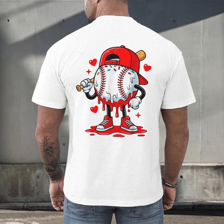 Baseball Drip Valentines Men's Back Print T-Shirt