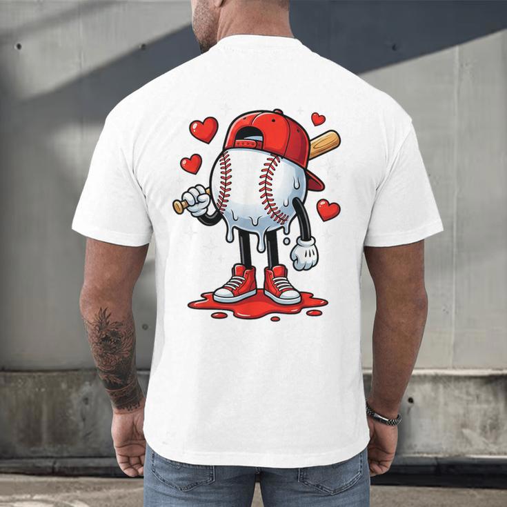 Baseball Ice Cream Drip Valentines Day Sports For Kids Boys Men's Back Print T-Shirt