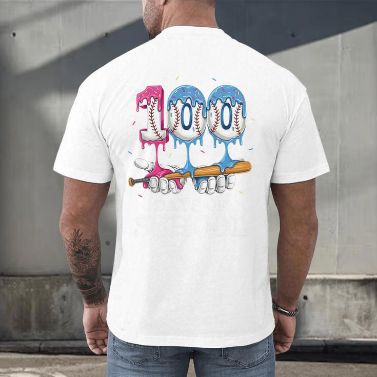 Baseball Player 100 Days Of School Sports Ice Cream Drip Premium Tri-Blend Men's Back Print T-Shirt