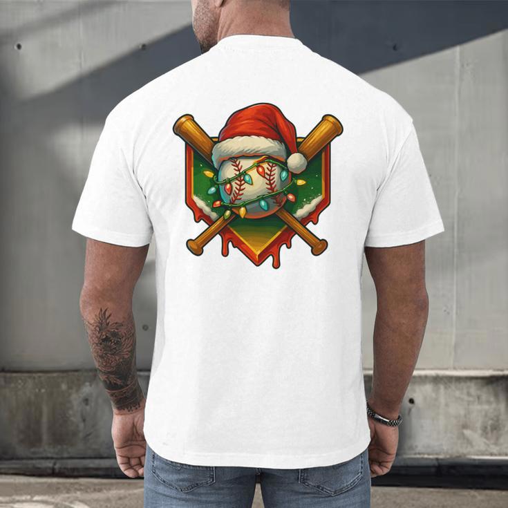Baseball Xmas Christmas Baseball Ice Cream Drip Boys Men's Back Print T-Shirt
