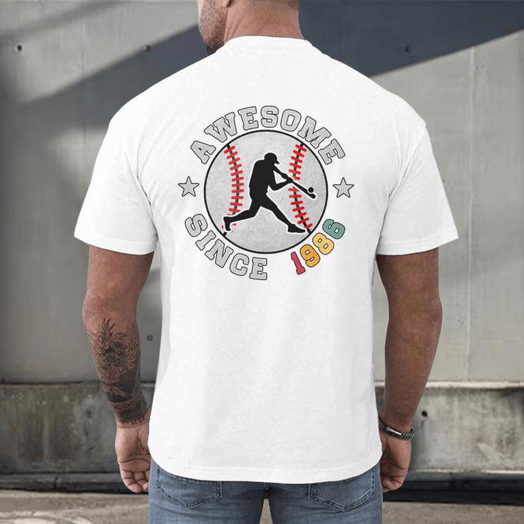 Birthday Baseball Lover 40 Years Old Awesome Since 1986 Premium Tri-Blend Men's Back Print T-Shirt Birthday Baseball Lover 40 Years Old Awesome Since 1986 Premium Tri-Blend Men's Back Print T-Shirt