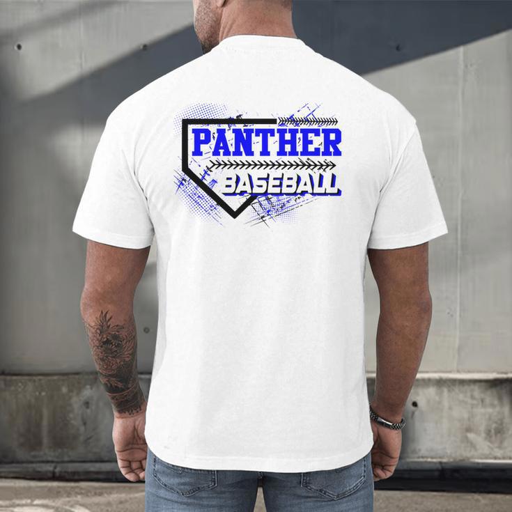 Blue Panther Baseball Home Plate Game Day Mascot Panther Men's Back Print T-Shirt
