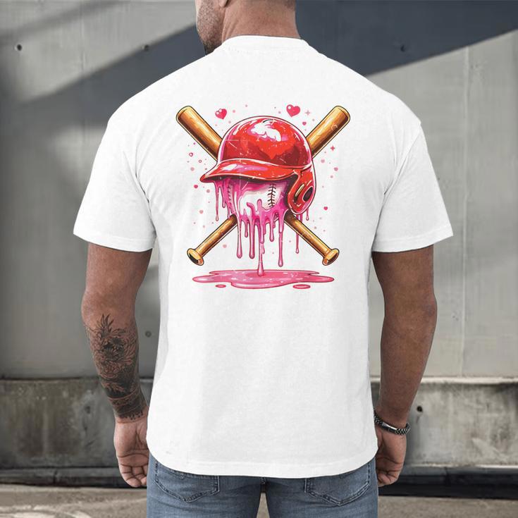 Boys Valentine Day Baseball Helmet Drip Ice-Cream Youth Kids Men's Back Print T-Shirt