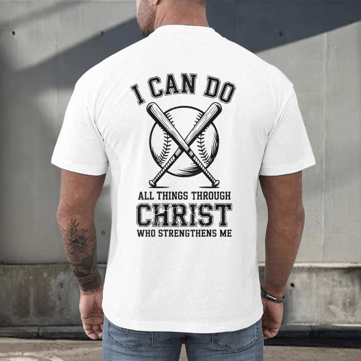 Christian Baseball Philippians 4 Men's Back Print T-Shirt