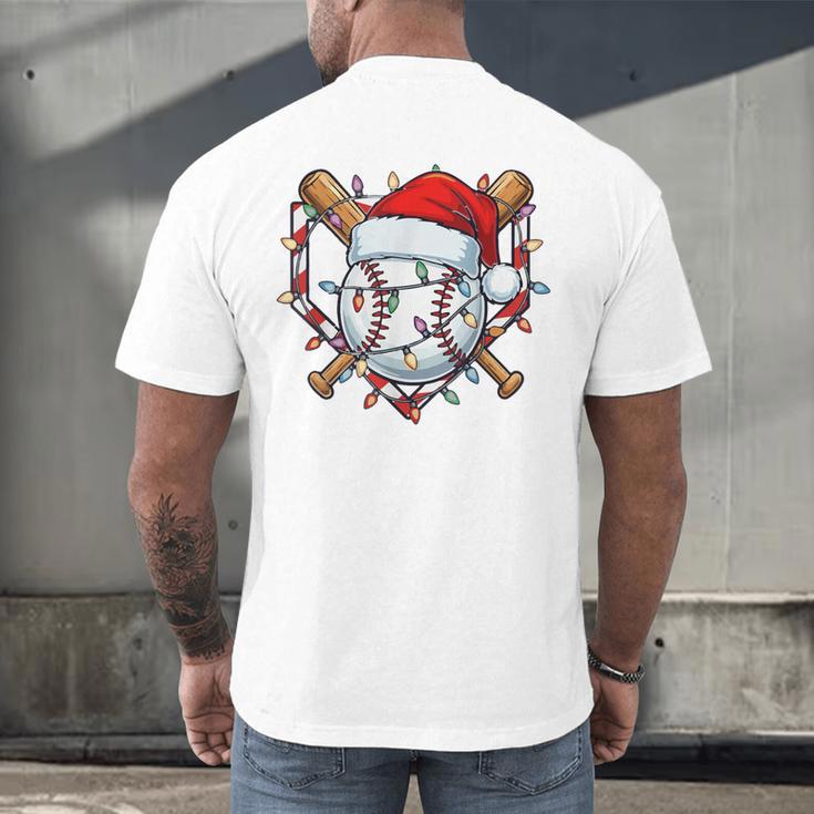 Christmas Baseball Santa Hat For Baseball Players Fans Men's Back Print T-Shirt